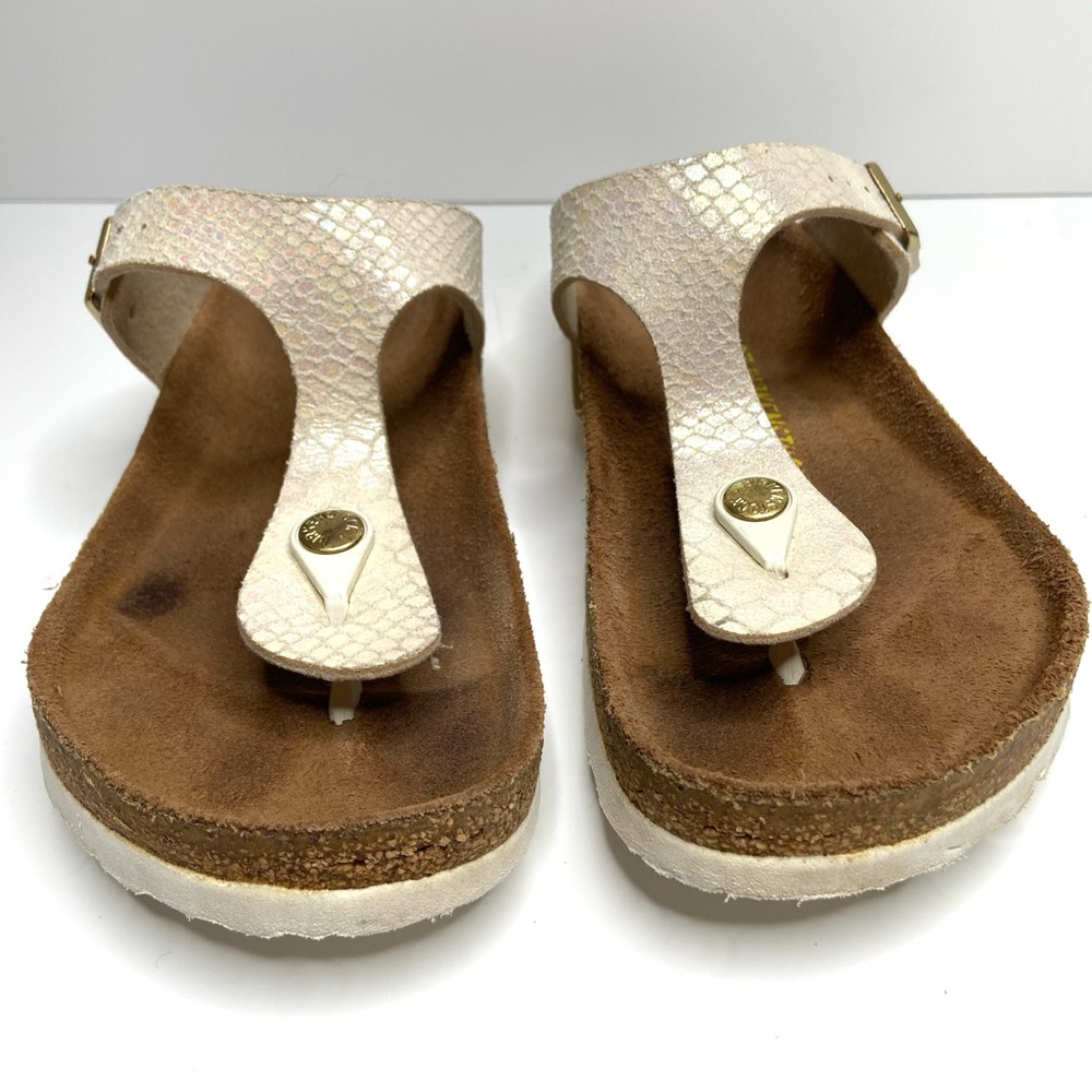Birkenstock Iridescent White Snake-Print Thong Sandals - Picture 5 of 16